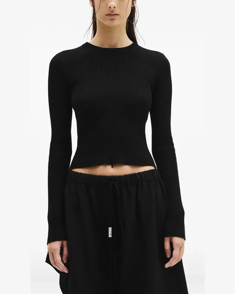 Ann Demeulemeester Geripptes Kati Cropped-T-Shirt - Schwarz Schwarz