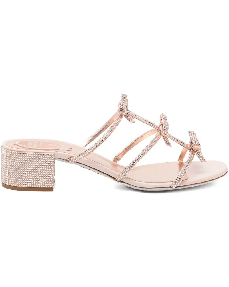 René Caovilla 40mm crystal-embellished ribbon-detail sandals - Rosa Rosa