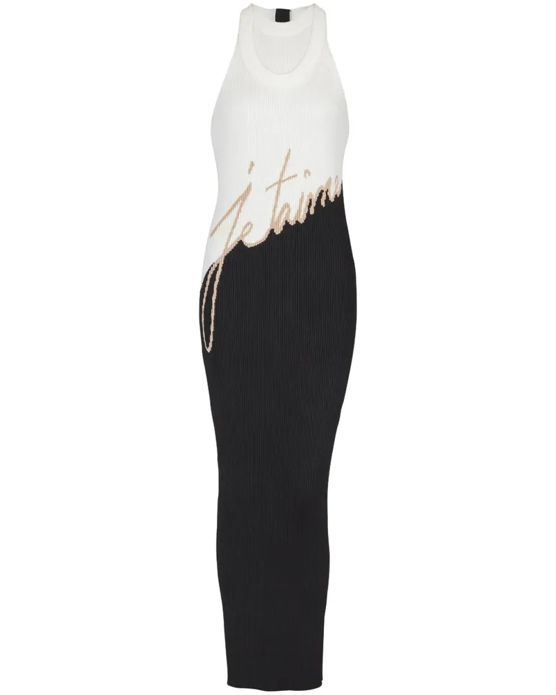 Balmain Midikleid mit Intarsien-Logo - Schwarz Schwarz