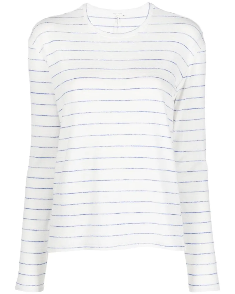 Rag & Bone Gestreiftes Langarmshirt Weiß