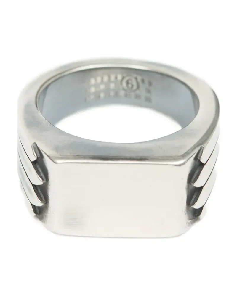 Maison Margiela Minimal Ring mit Logo 4mm - Silber Silber