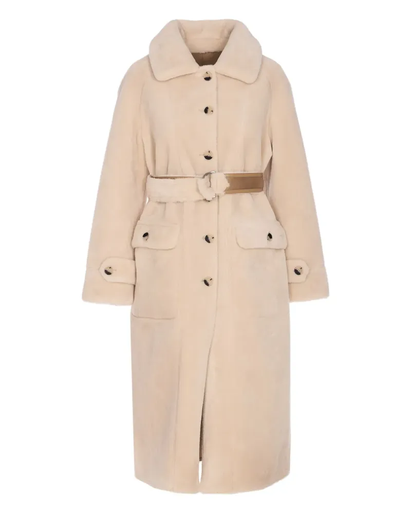 Urbancode Mantel aus Faux Fur mit Gürtel - Nude Nude