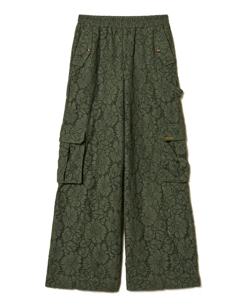 Twin-Set Palazzohose mit Spitze - Grün Grün