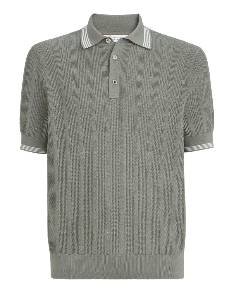 Brunello Cucinelli Baumwoll-Rippstrick-Polo - Grau Grau