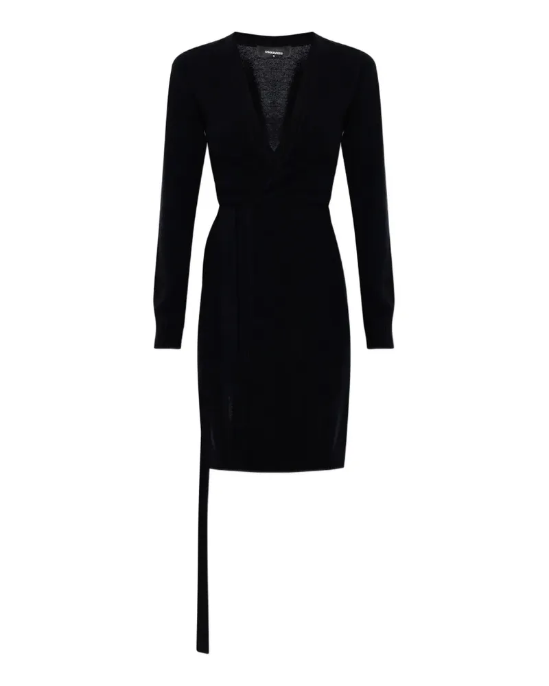 Dsquared2 Langes Wickelkleid - Schwarz Schwarz