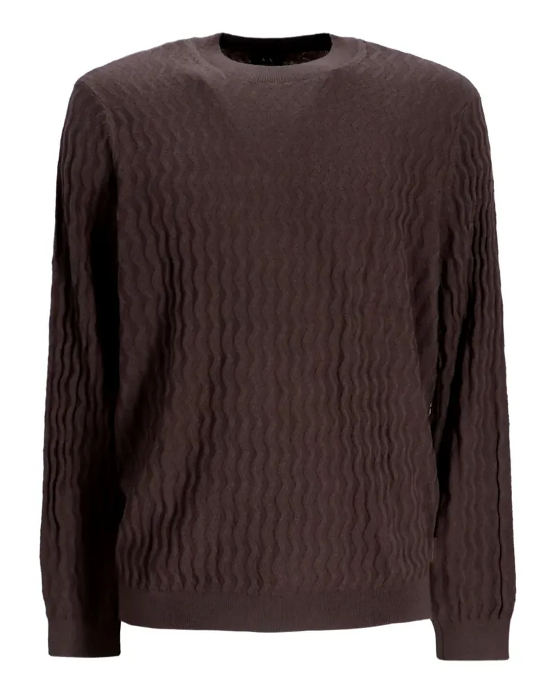 Armani Exchange Gerippter Pullover mit Wellenmuster - Braun Braun
