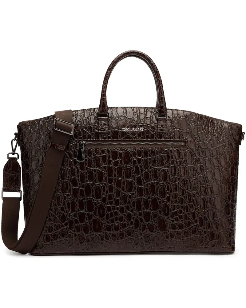 Roberto Cavalli Tasche mit Kroko-Print - Braun Braun
