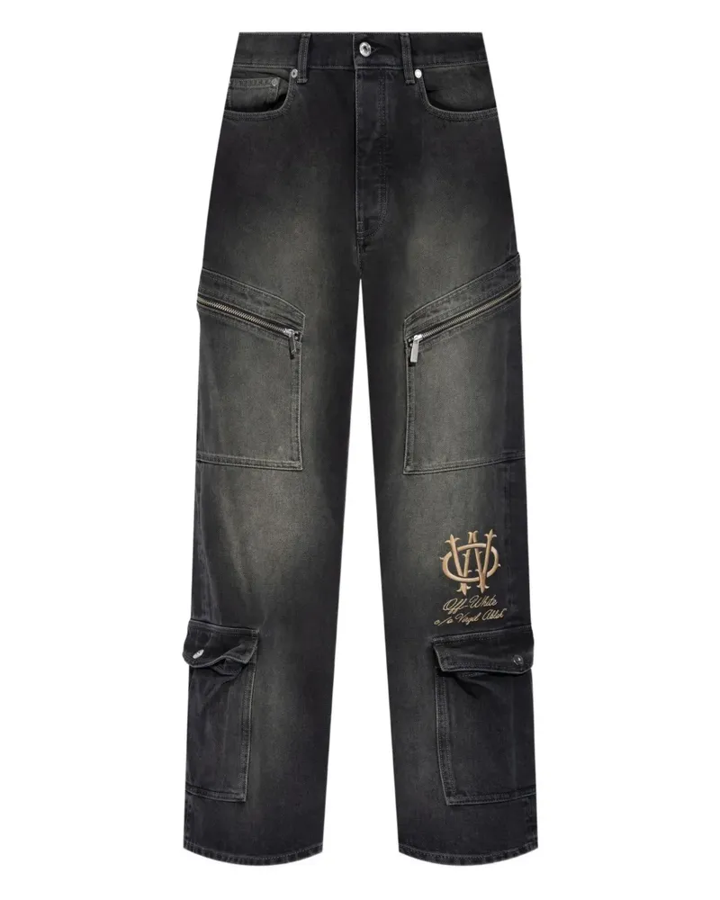 OFF-WHITE Jeans mit Logo-Stickerei - Schwarz Schwarz