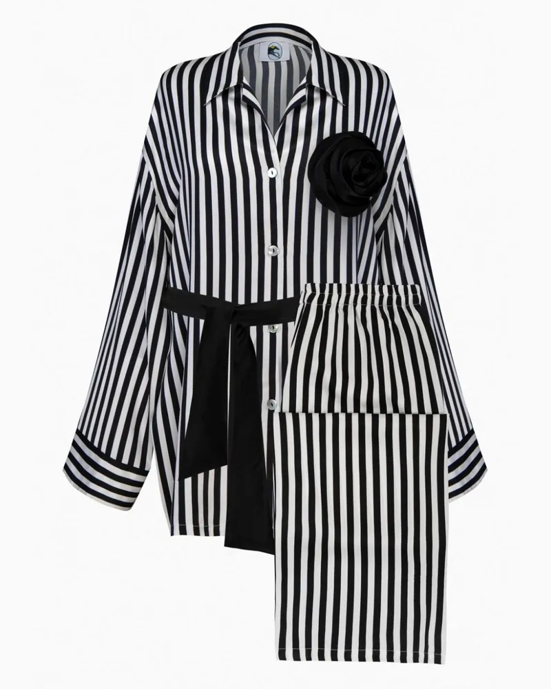SLEEPER The Rose Pyjama aus Satin - Schwarz Schwarz