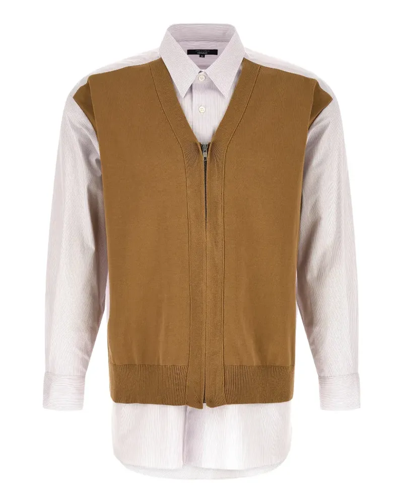 Comme des Garçons striped cardigan-insert shirt - Weiß Weiß