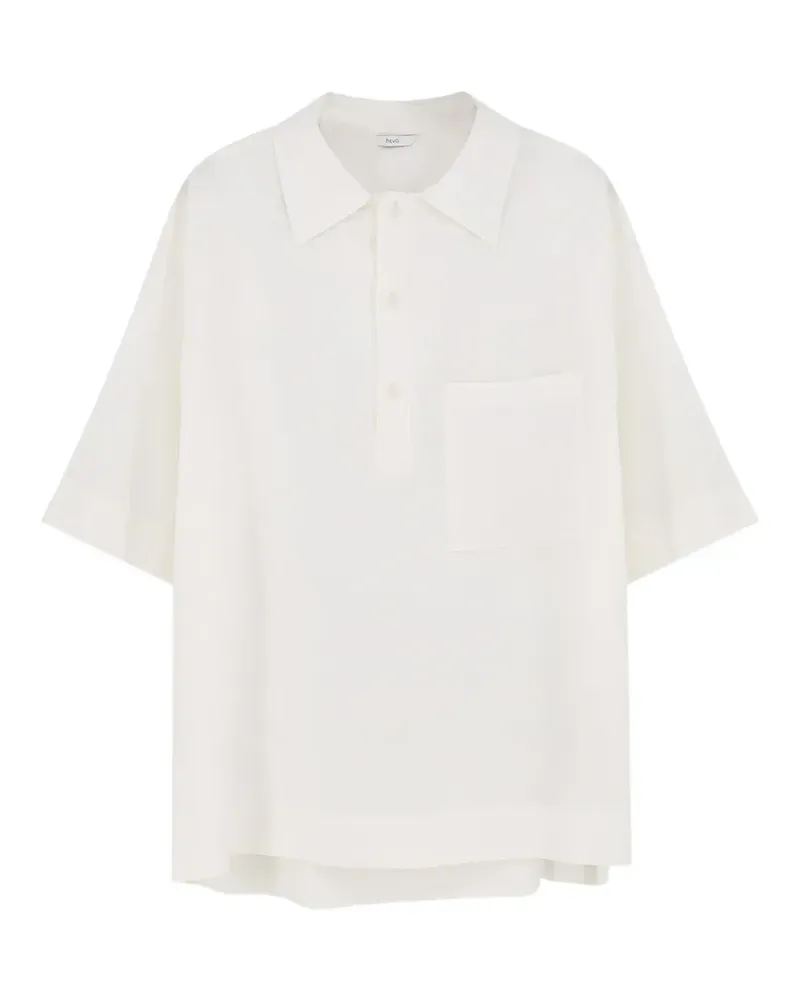 Hevò Poloshirt mit aufgesetzter Tasche - Weiß Weiß