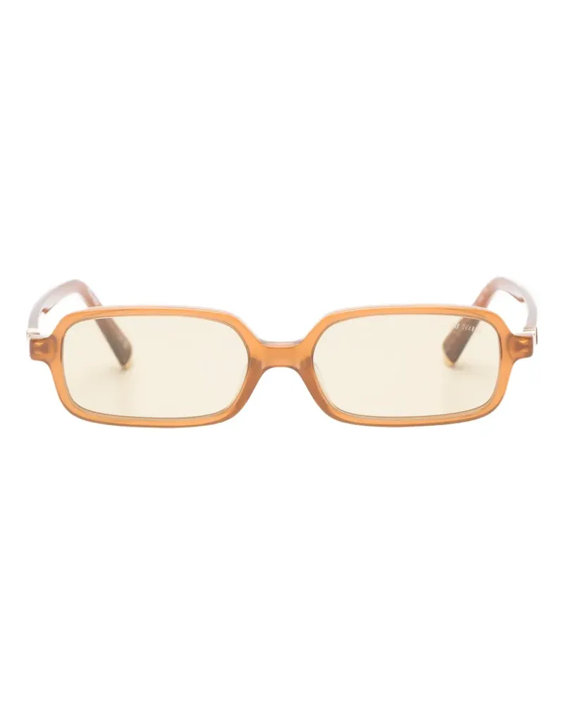 Miu Miu logo-plaque rectangle-frame sunglasses - Braun Braun