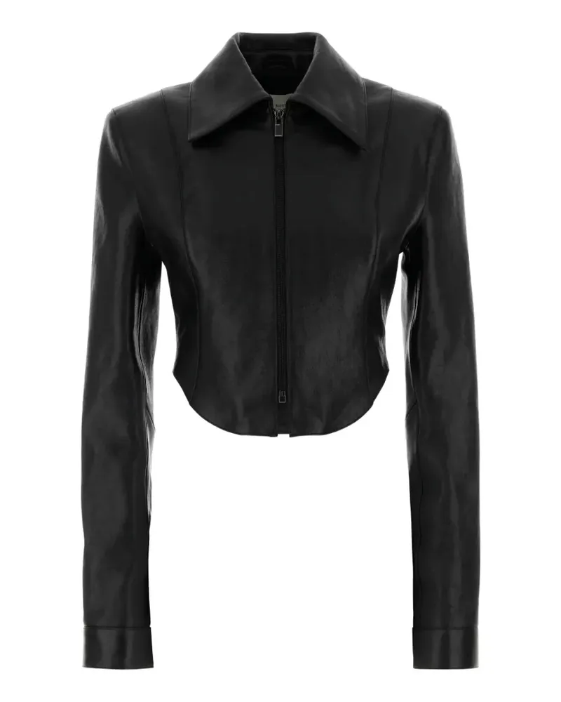 Magda Butrym collared leather jacket - Schwarz Schwarz