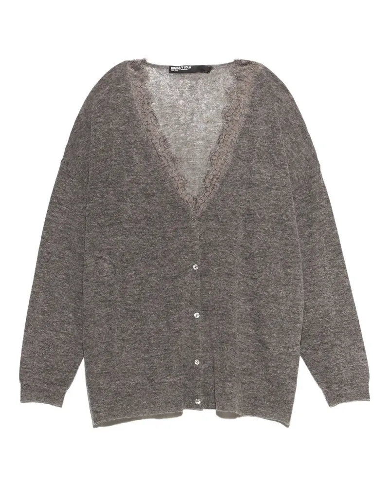 BIMBA Y LOLA Langer Cardigan aus Wolle und Spitze - Grau Grau