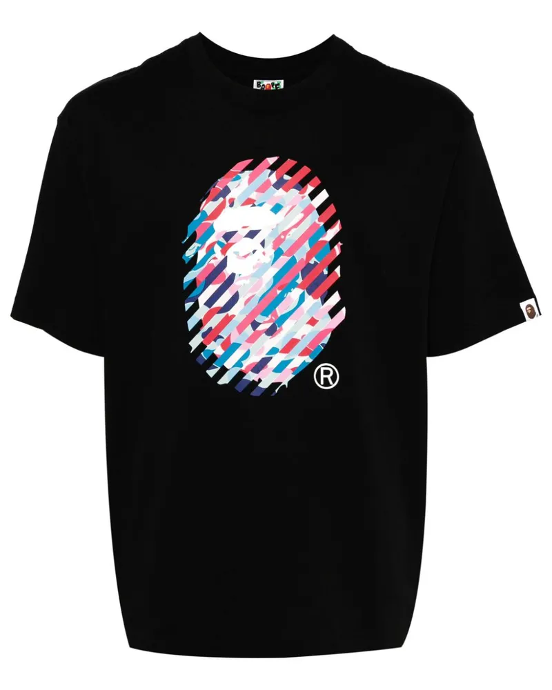 BAPE ABC CAMO ILLUSION APE HEAD T-Shirt mit lockerem Schnitt - Schwarz Schwarz