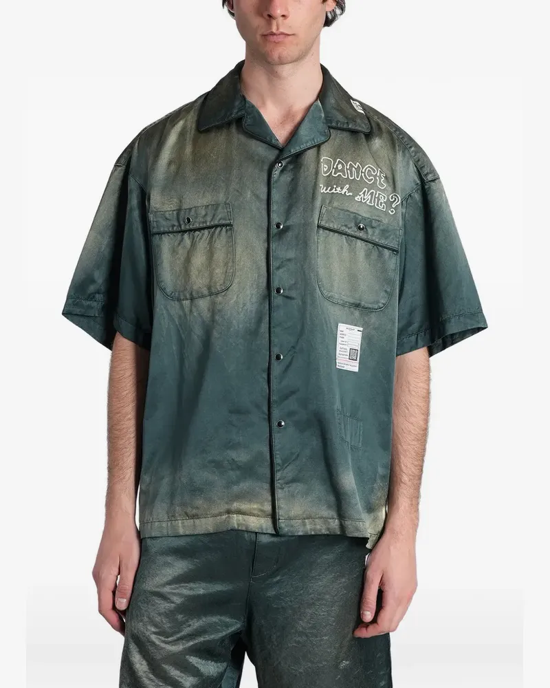 MIHARAYASUHIRO embroidered faded-effect shirt - Grün Grün