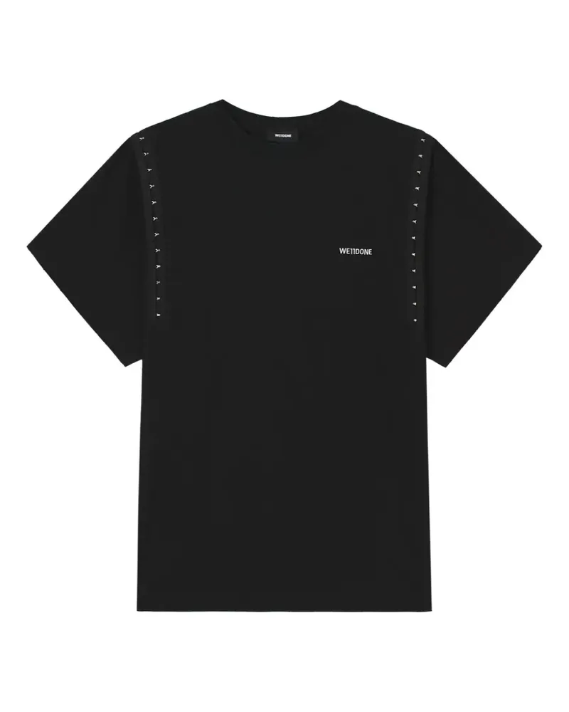 WE 11 DONE logo-print hook-detail T-shirt - Schwarz Schwarz