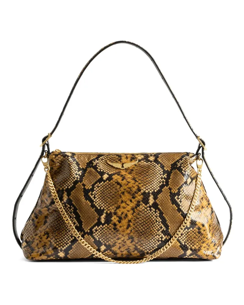 Zadig & Voltaire Jim Wild python-effect shoulder bag - Braun Braun