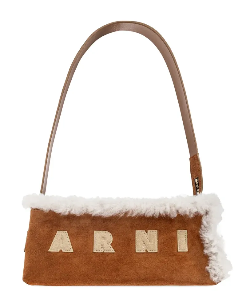 Marni Schultertasche mit Faux Shearling - Braun Braun