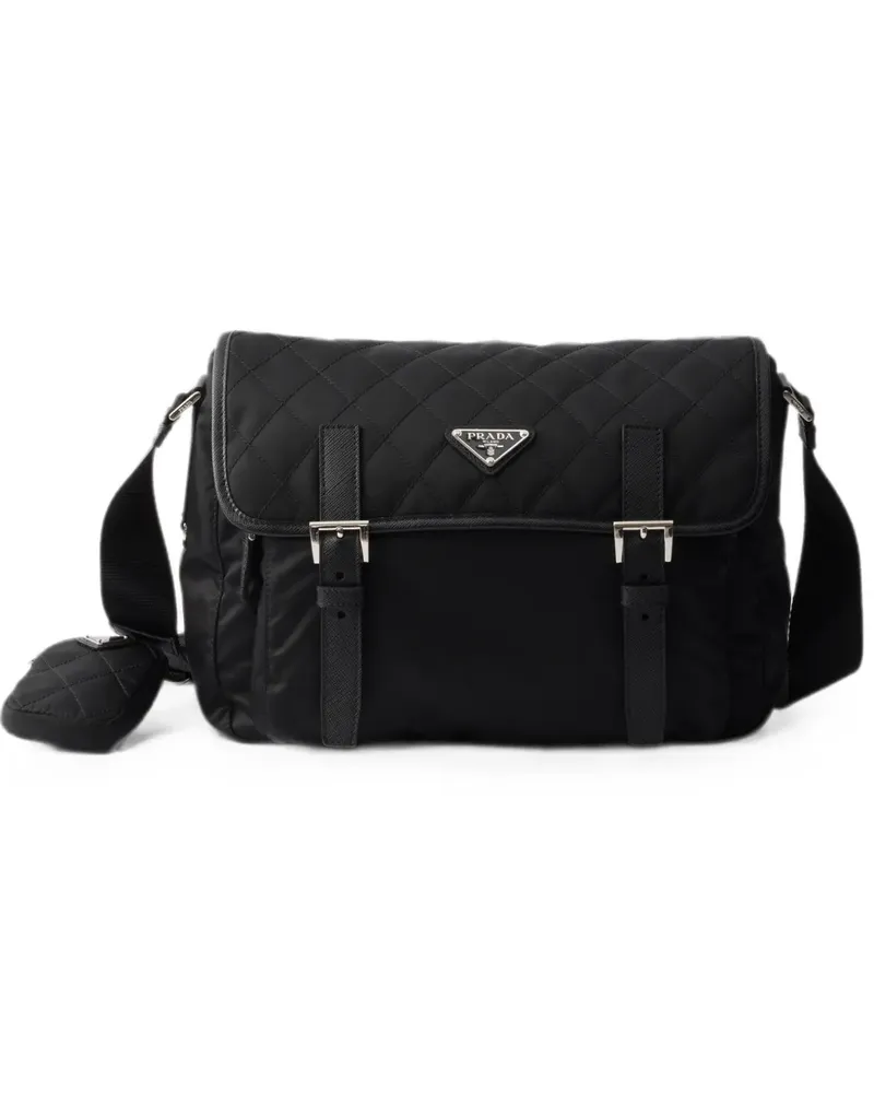 Prada large quilted Re-Nylon shoulder bag with Saffiano trim - Schwarz Schwarz