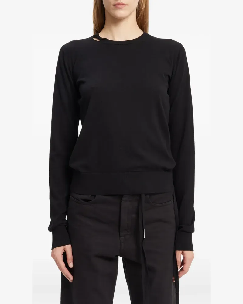 Ann Demeulemeester Langarmshirt mit Cut-Outs - Schwarz Schwarz