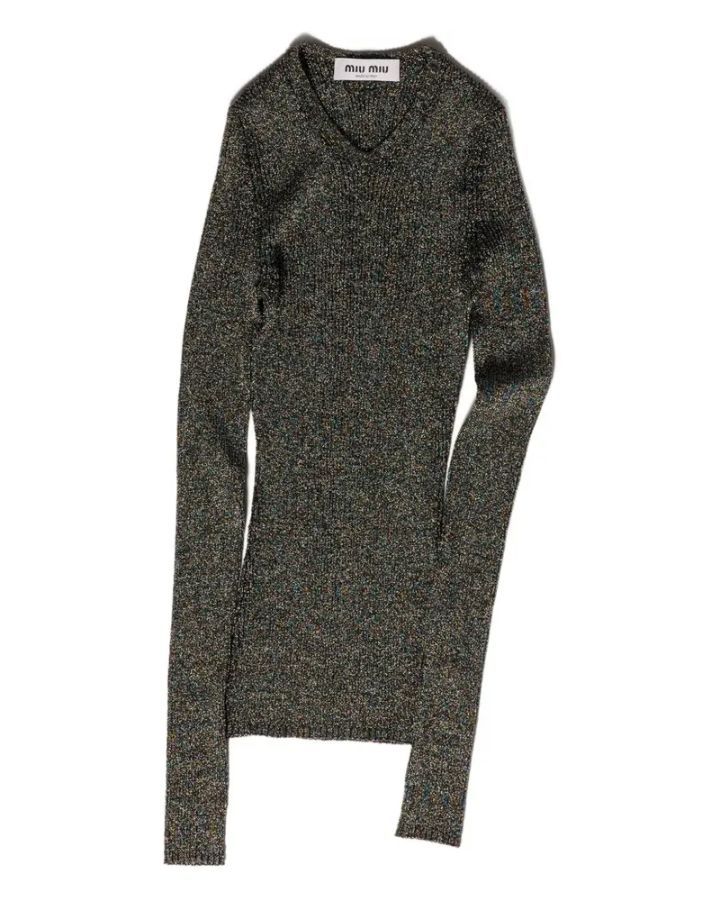 Miu Miu Gerippter Pullover mit langen Ärmeln - Grau Grau
