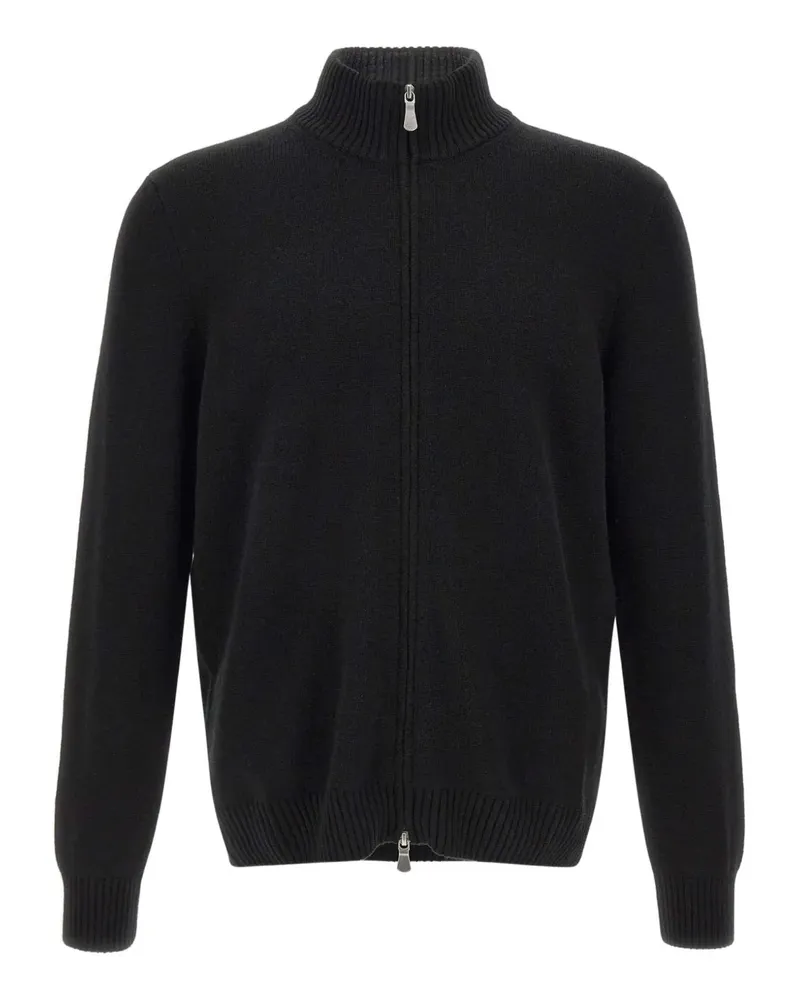 Gran Sasso Gerippter Cardigan mit Reißverschluss - Schwarz Schwarz