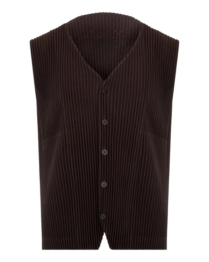 Issey Miyake Tailored Pleats 2 button-up vest - Braun Braun