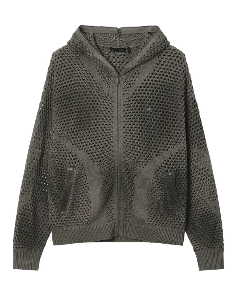 FIVE CM mesh-knit zip-up hoodie - Grau Grau