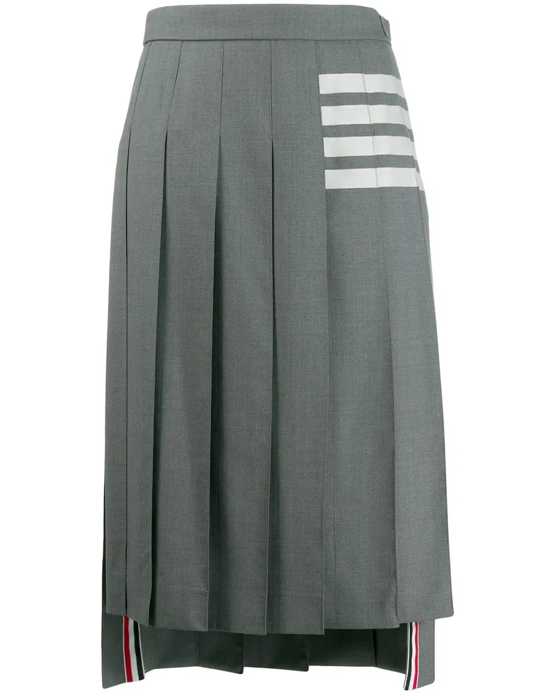 Thom Browne Faltenrock mit Logo-Streifen - Grau Grau