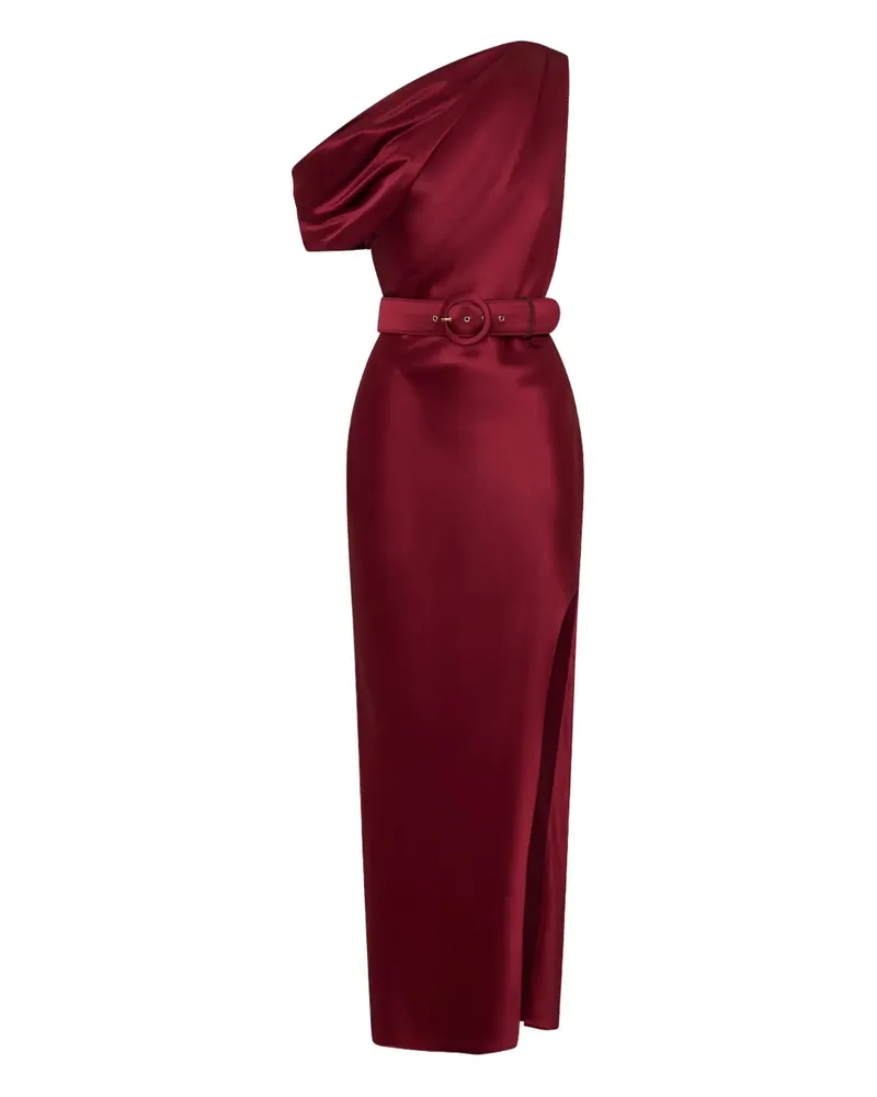 NICHOLAS Eartha One-Shoulder-Maxikleid mit Gürtel - Rot Rot