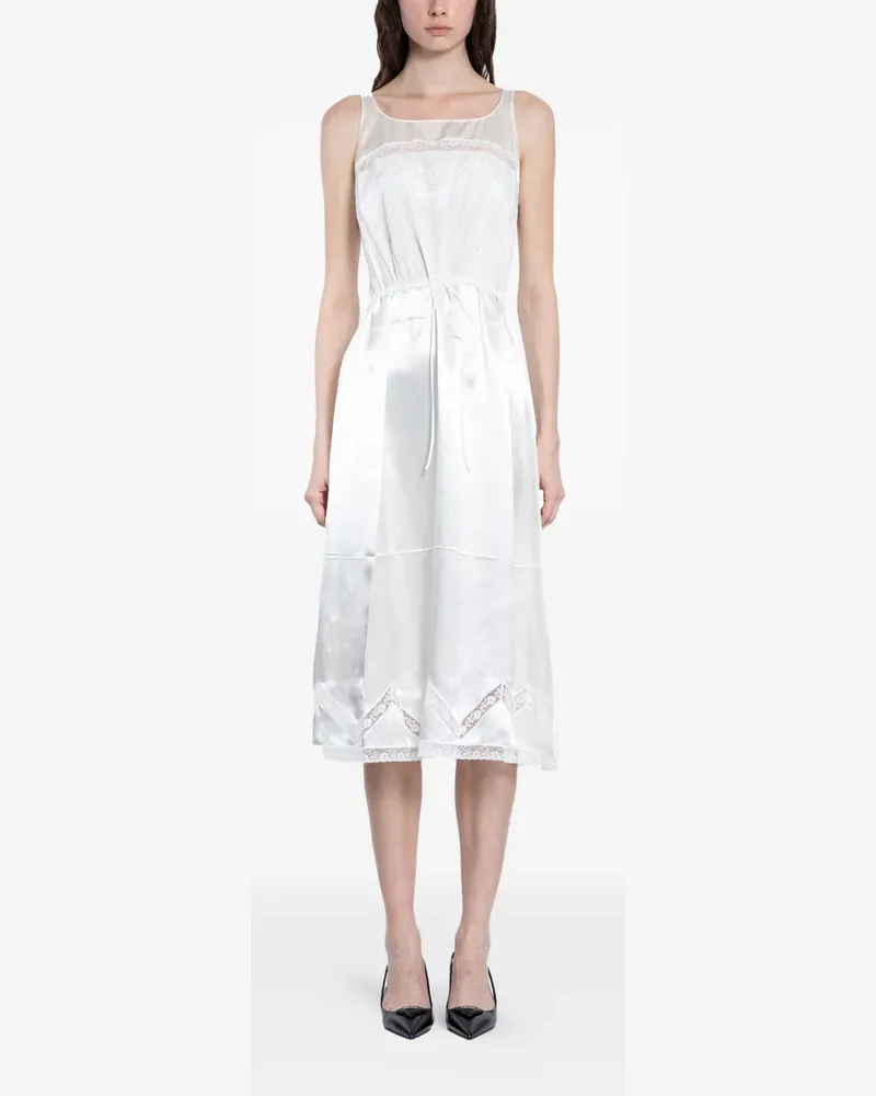 Prada lace-trim satin dress - Weiß Weiß