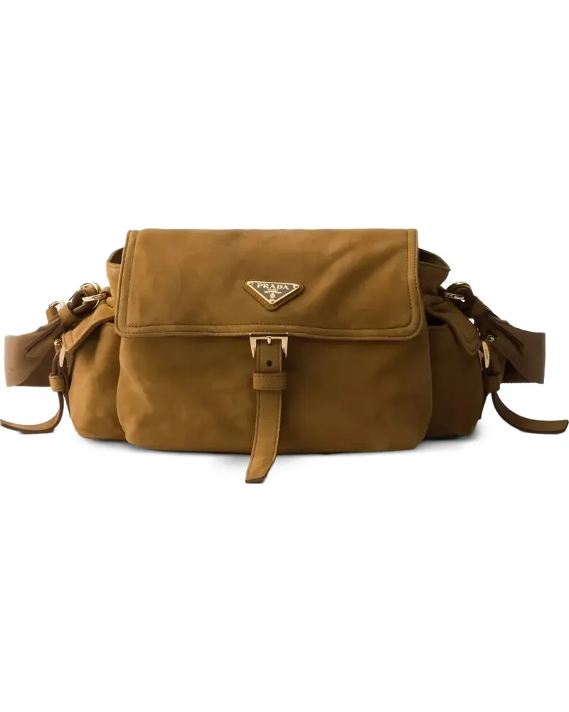 Prada Explore flap buckle-detail shoulder bag - Braun Braun