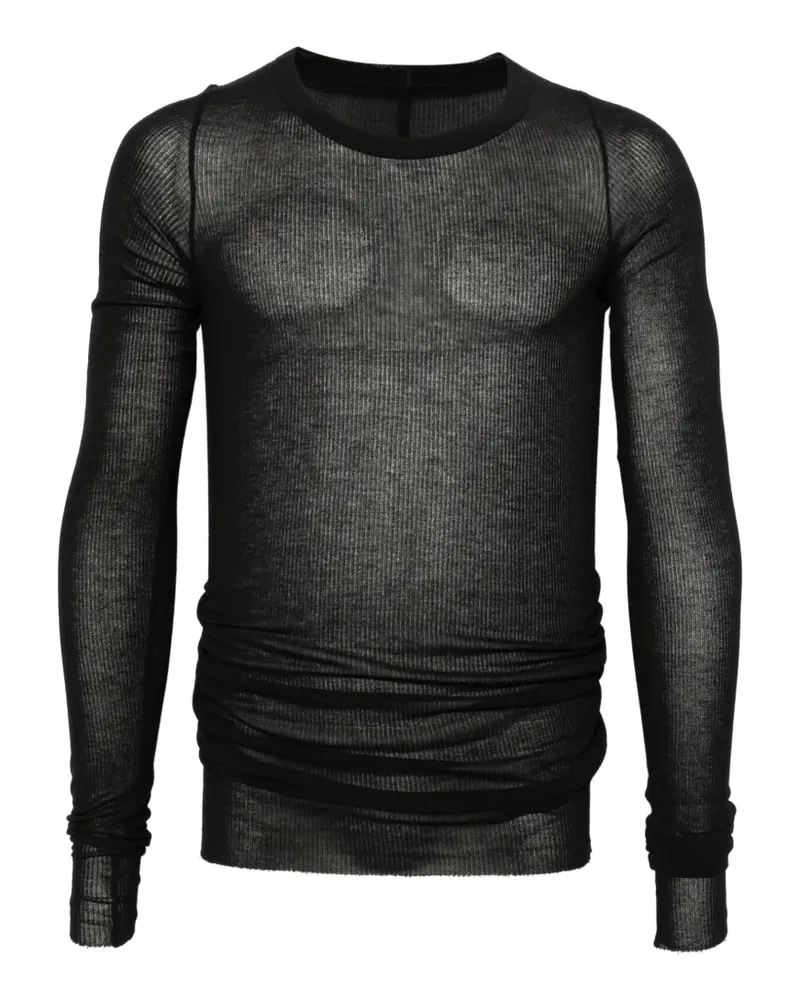 Rick Owens Langarmshirt mit gerippter Struktur - Schwarz Schwarz
