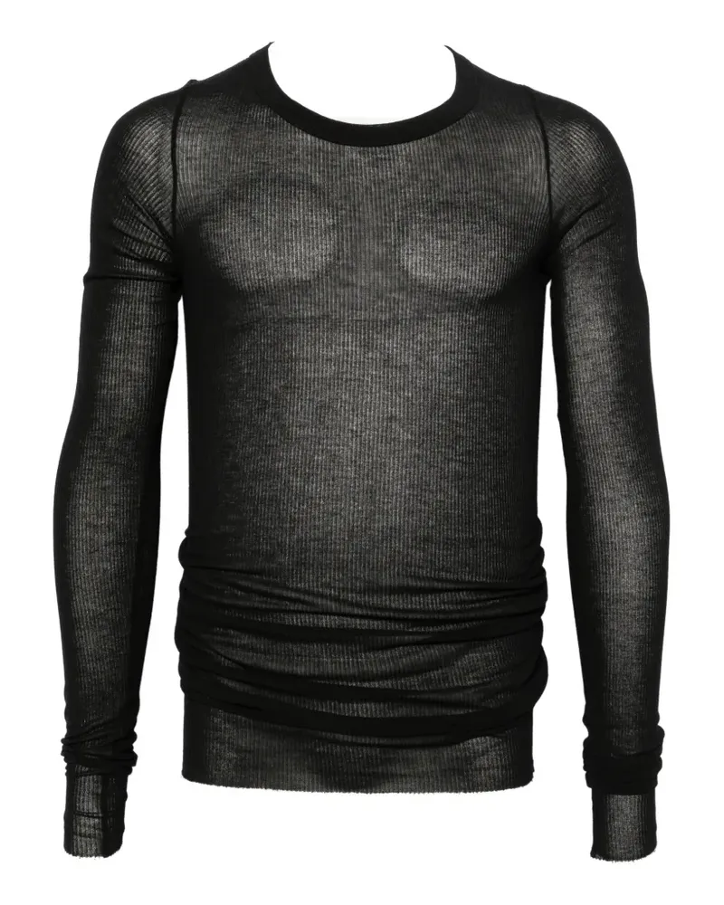 Rick Owens ribbed-texture long-sleeved T-shirt - Schwarz Schwarz