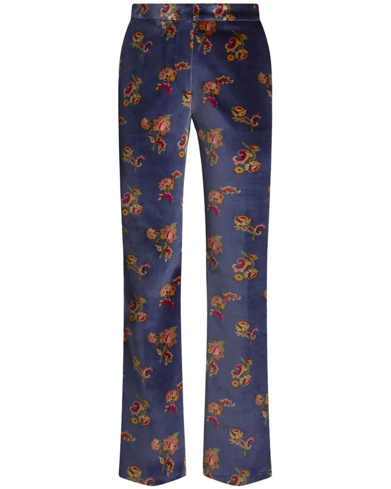 Etro Geblümte Schlaghose - Blau Blau