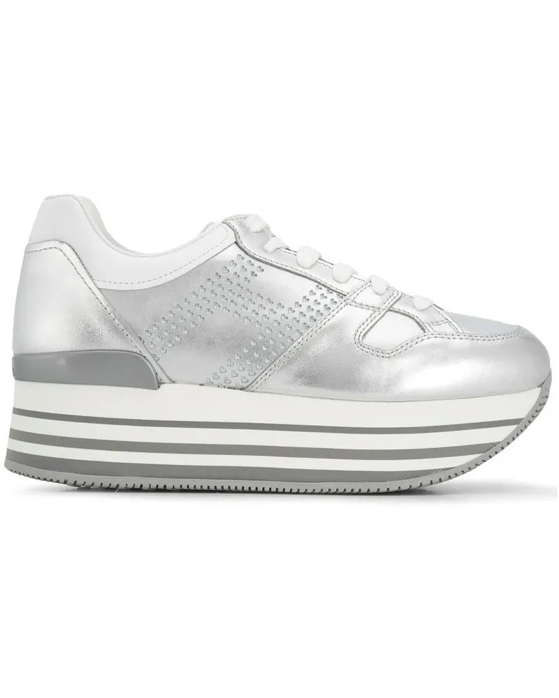 Hogan Gestreifte Plateau-Sneakers - Weiß Weiß