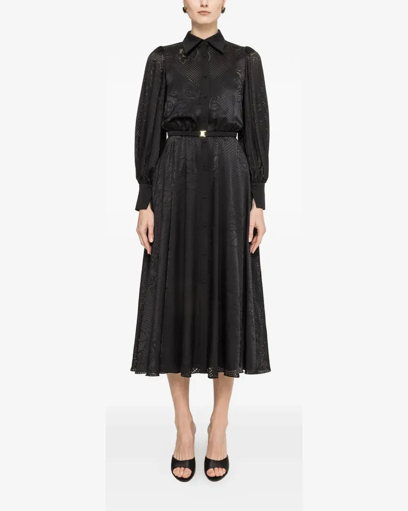 NISSA belted midi dress - Schwarz Schwarz