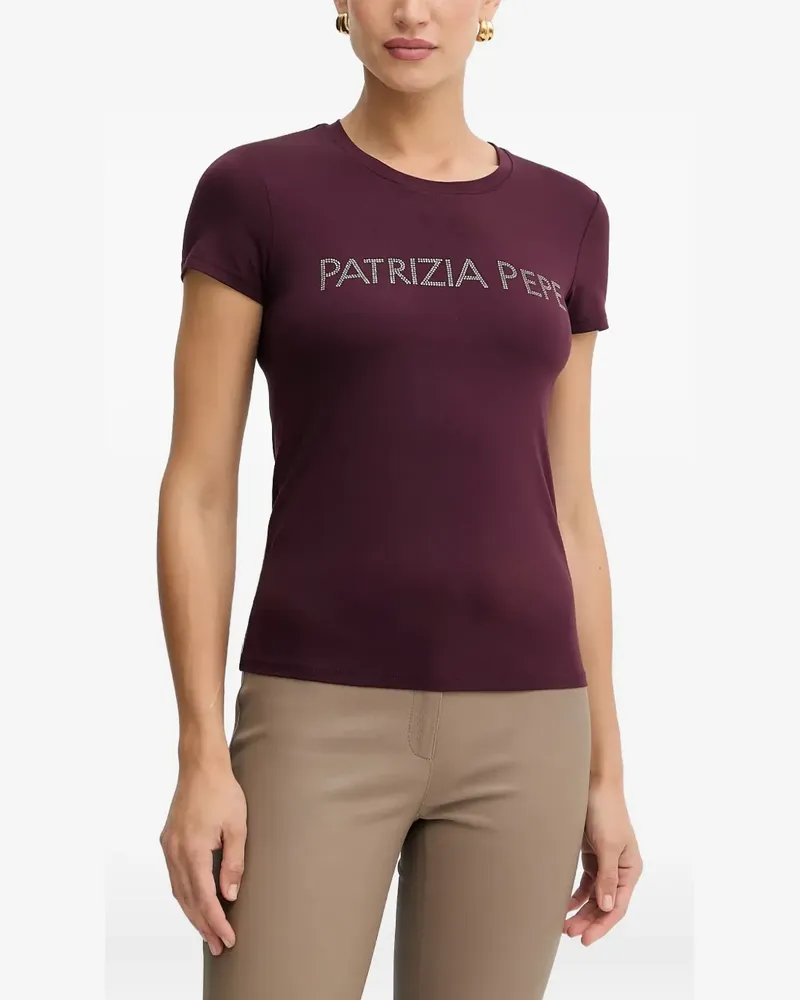 Patrizia Pepe T-Shirt mit Kristallen - Violett Violett