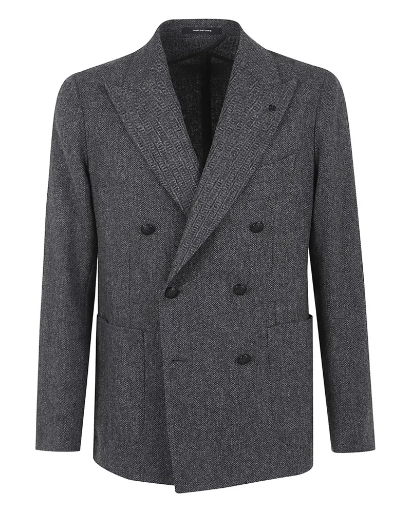 Tagliatore Doppelreihiges Sakko mit Fischgrätenmuster - Grau Grau