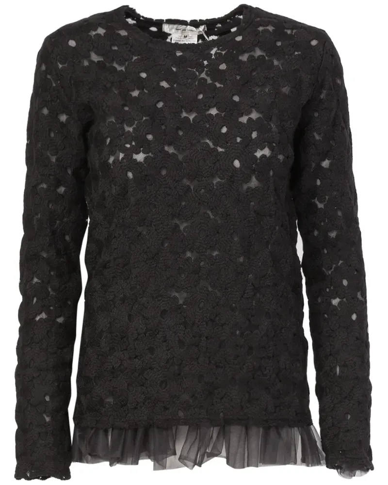 Comme des Garçons Bestickter Wollpullover im Lagen-Look - Schwarz Schwarz