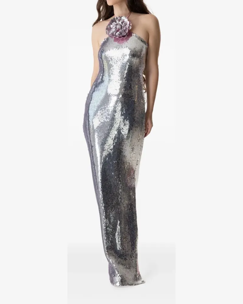 Rodarte Kleid mit Paillettenblumen-Applikation - Silber Silber
