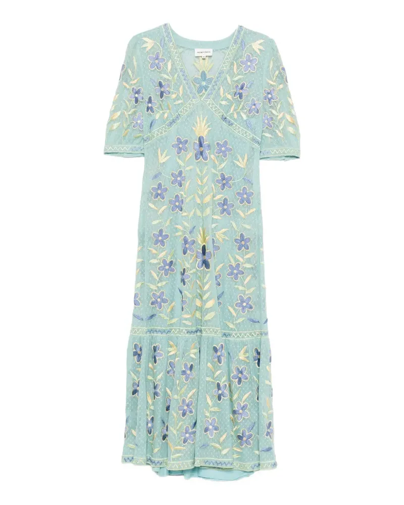 Antik Batik Carioca floral embroidered maxi dress - Blau Blau