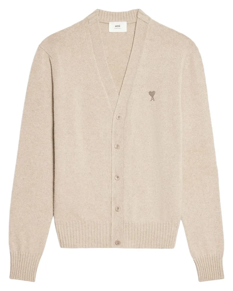 AMI Paris Cardigan mit Ami de Coeur-Motiv - Nude Nude
