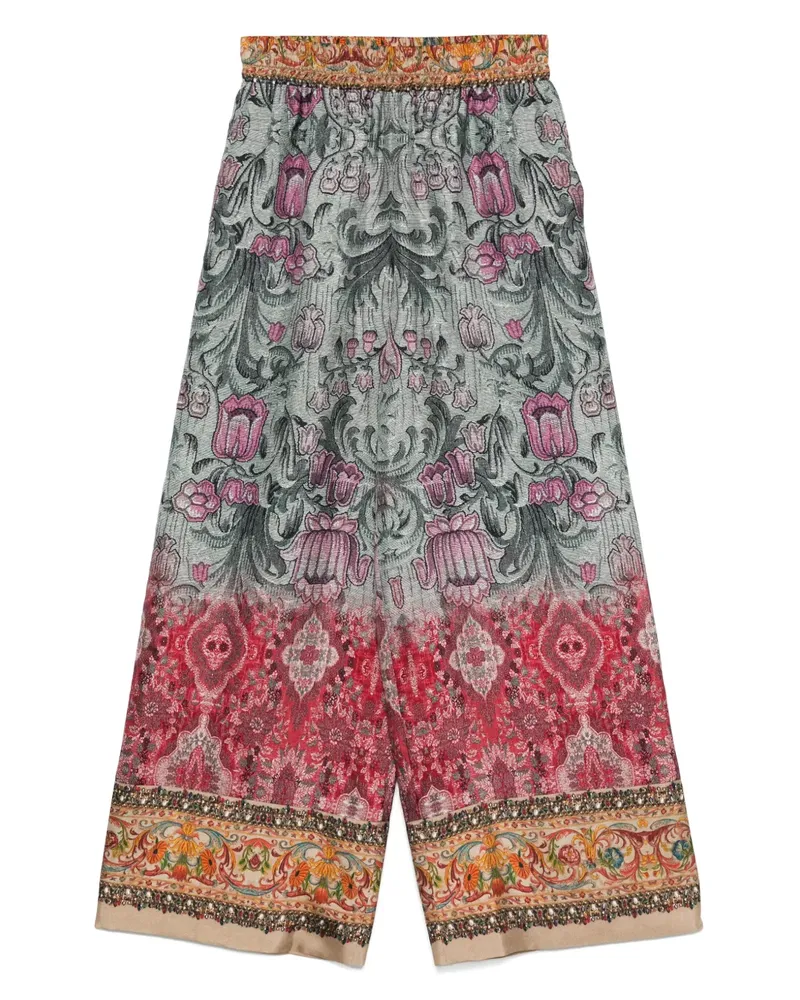 Pierre-Louis Mascia Seidenhose mit Blumen-Print - Grün Grün