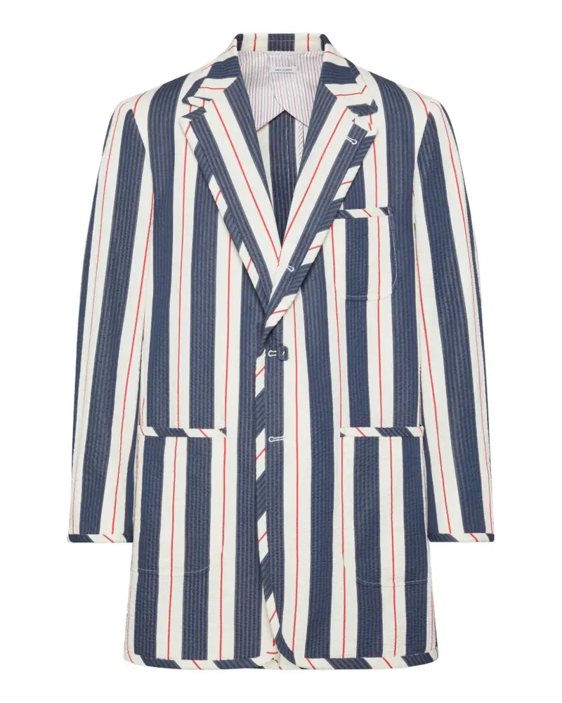 Thom Browne striped seersucker jacket - Weiß Weiß