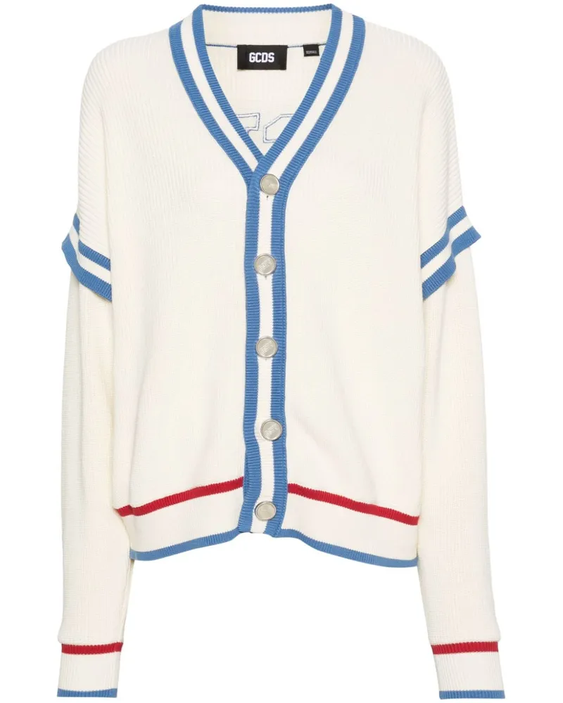 GCDS Cardigan mit Logo-Patch - Weiß Weiß