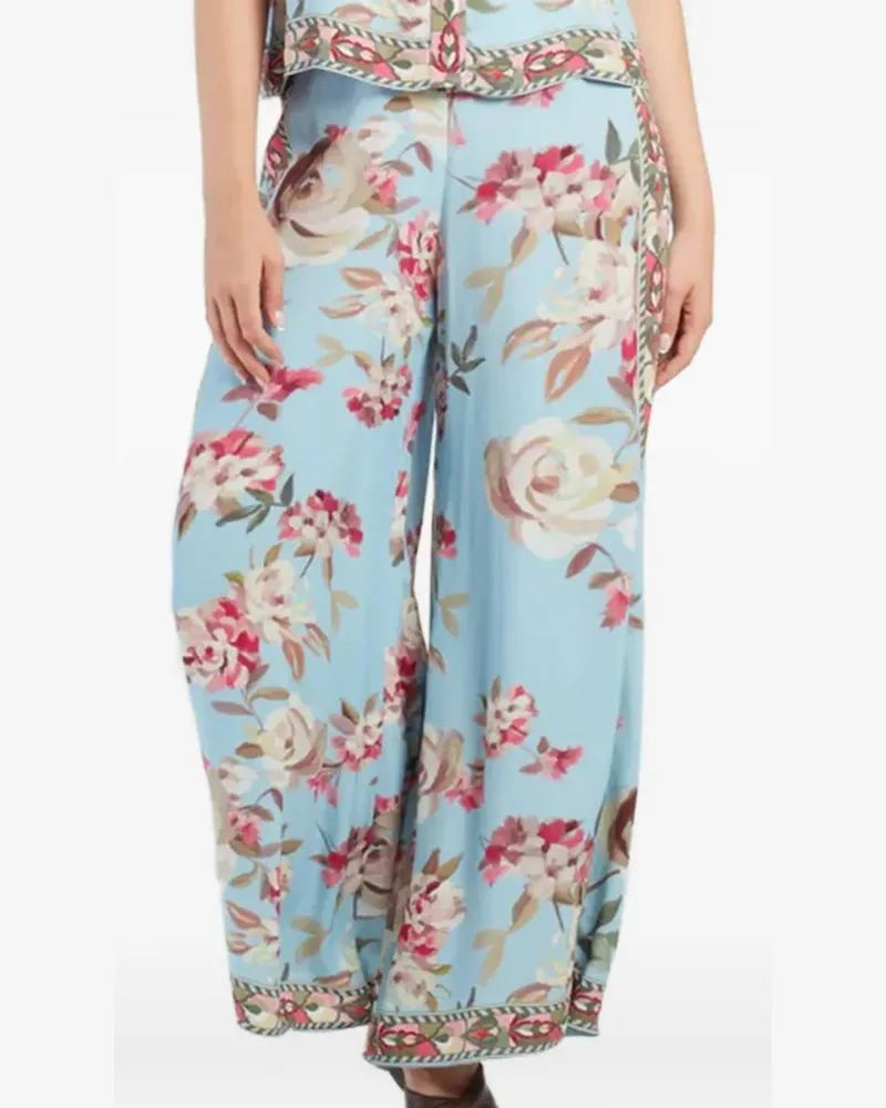 Derhy wide-leg floral-print trousers - Blau Blau
