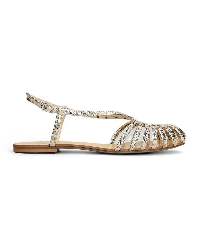 Anna F. snakeskin-effect studded sandals - Gold Gold