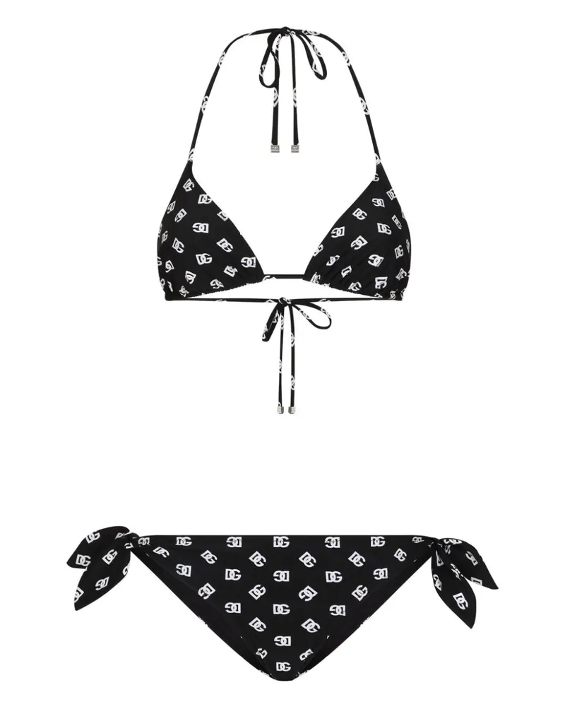 Dolce & Gabbana Triangel-Bikini mit DG-Print - Schwarz Schwarz